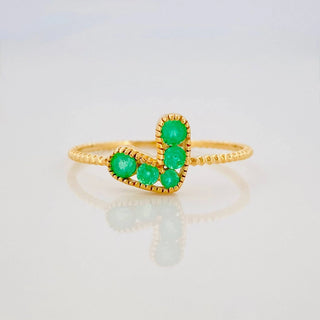 Anillo Corazon Esmeraldas 24pts | Oro Amarillo 18K | 0.9 g | T6 1/2