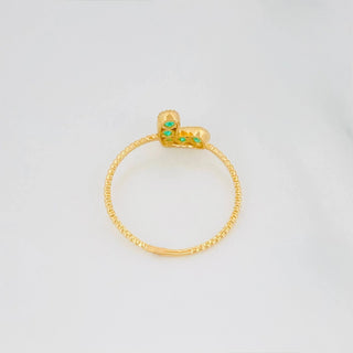 Anillo Corazon Esmeraldas 24pts | Oro Amarillo 18K | 0.9 g | T6 1/2