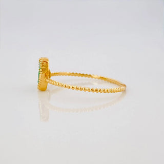 Anillo Corazon Esmeraldas 24pts | Oro Amarillo 18K | 0.9 g | T6 1/2