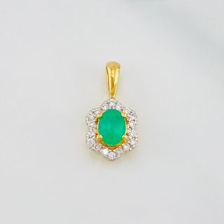 Dije Halo Flor Esmeraldas | Dos Oros Amarillo Blanco 18K | 0.85 g | 1.3 cm