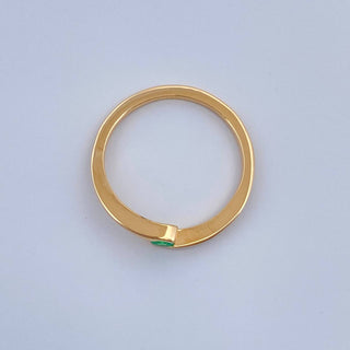 Anillo Solitario Cruzado Redondo Esmeralda | Oro Amarillo 18K | 2.05 g | T 6,5