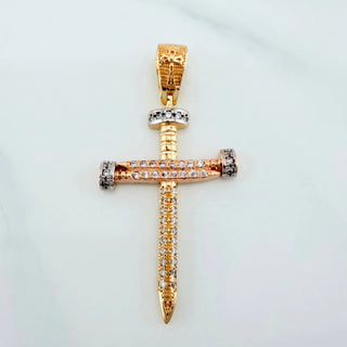 Dije Cruz Clavo | Tres Oros 18K | 3.4 g | 4 cm