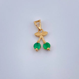 Dije Cereza Esmeralda | Oro Amarillo 18K | 0.9 g | 1.6 cm